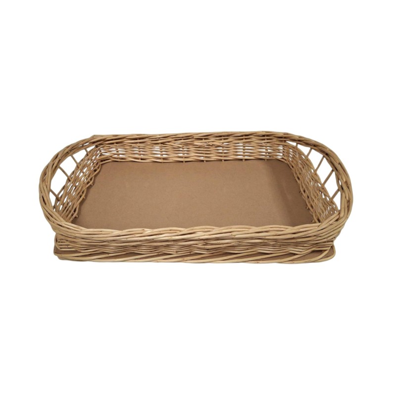 BANDEJA MIMBRE NATURAL FONDO MADERA 47X33X9 CM