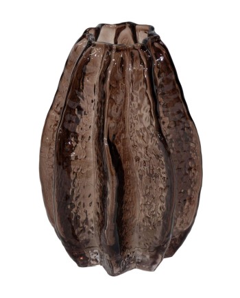 JARRÓN CRISTAL MARRÓN D14X20.5 CM