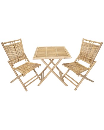 SET MESA Y SILLAS BAMBU 70X70X75 CM