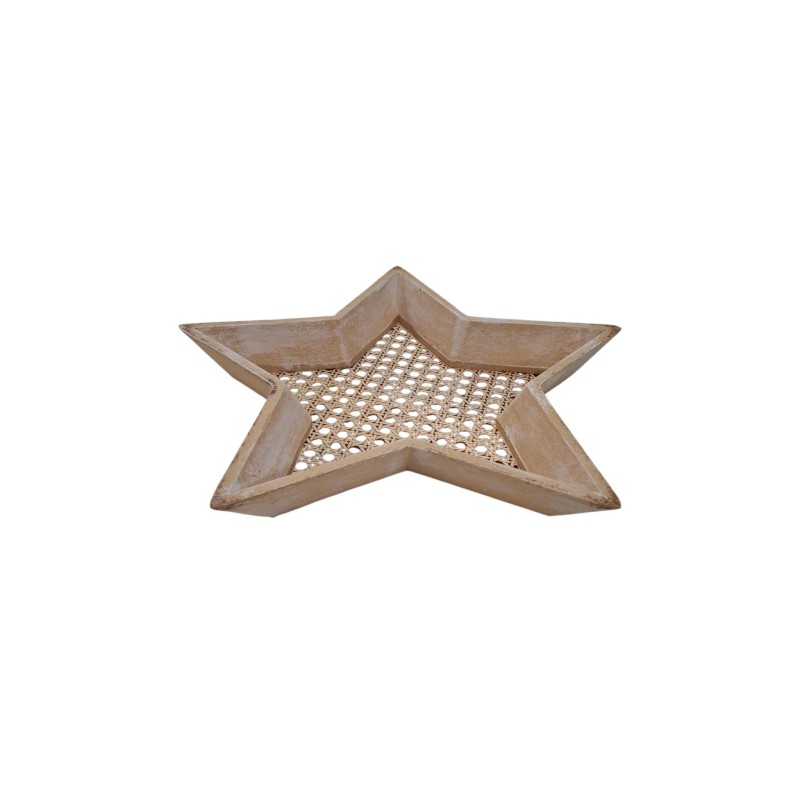 BANDEJA MADERA ESTRELLA CALADA 32,5X31X3,5 CM