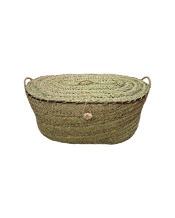 BAÚL ESPARTO METAL OVAL 70X45X30 CM