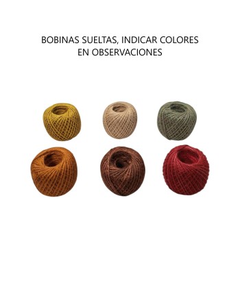 BOBINA CORDEL YUTE COLORES 1.5 MM 100 GR SURTIDOS