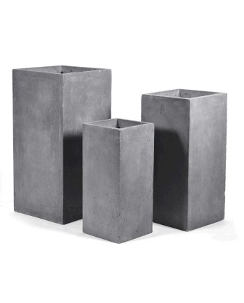 MACETERO CLAYFIBRE RECT  ALTO GRIS SET3