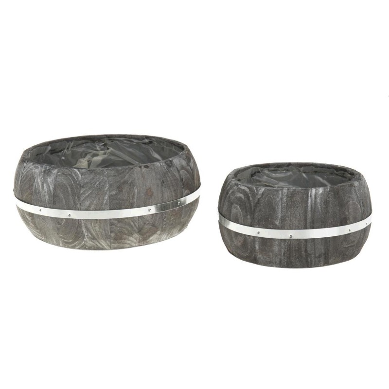 MACETERO MADERA REDONDO SET2 D28X12 CM