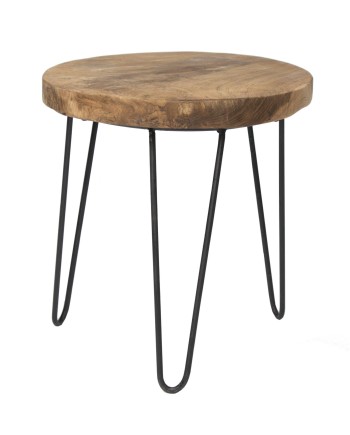 PEDESTAL MADERA Y HIERRO D40X45 CM