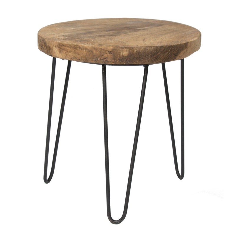 PEDESTAL MADERA Y HIERRO D40X45 CM