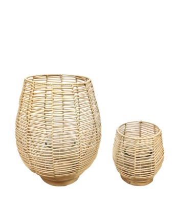 FAROL RATTAN CON CRISTAL GRANDE D32X39 CM