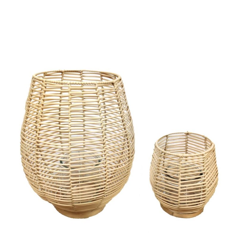 FAROL RATTAN CON CRISTAL GRANDE D32X39 CM