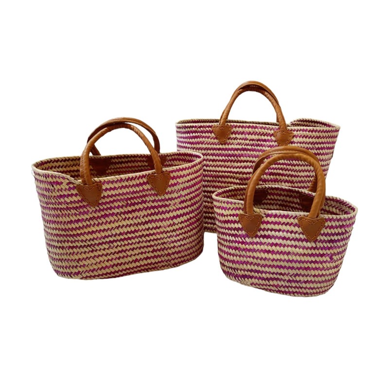 BOLSO PALMA COLOR ROSA SET3 50X21X33 CM