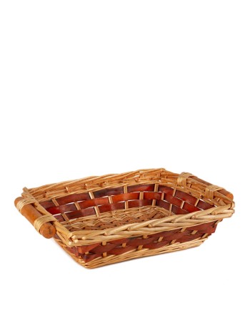 BANDEJA MIMBRE RECTANGULAR BEIG 31X25X8.5 CM