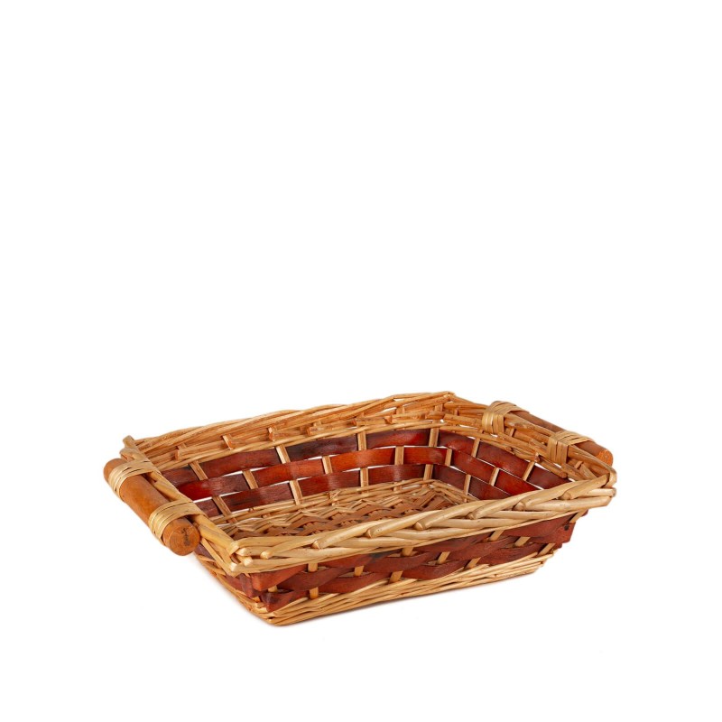 BANDEJA MIMBRE RECTANGULAR BEIG 31X25X8.5 CM