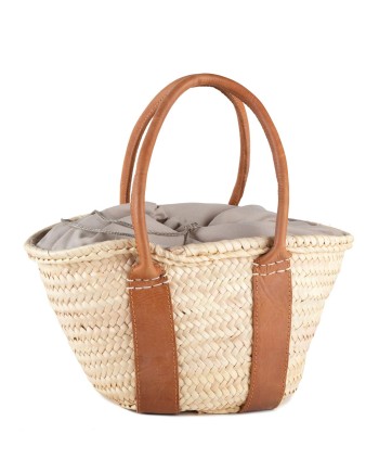 BOLSO PALMA MINI ASA PIEL FORRADO NATURAL 31X20 CM