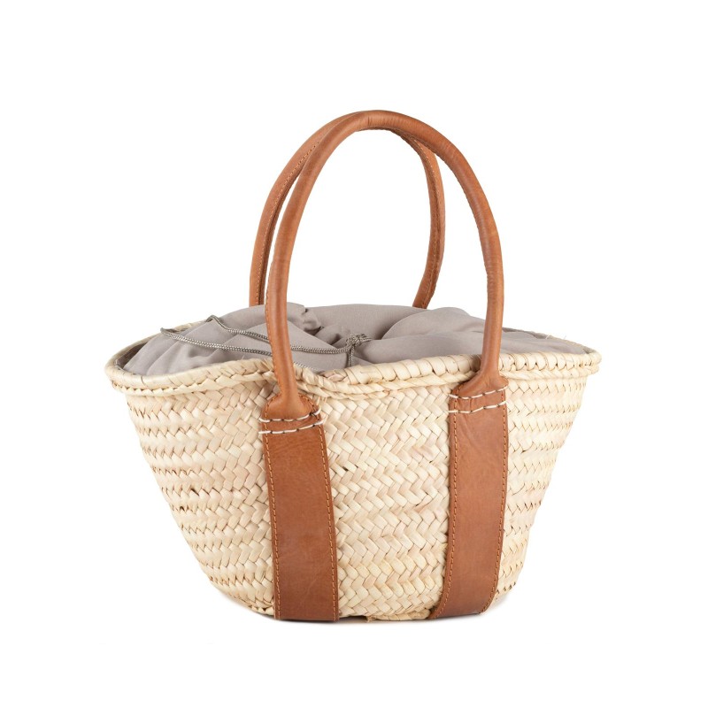 BOLSO PALMA MINI ASA PIEL FORRADO NATURAL 31X20 CM