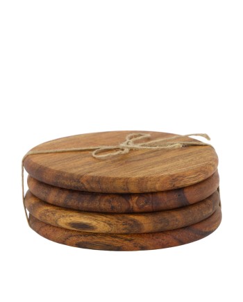POSAVASOS MADERA ACACIA TRATADA D10X4 CM 4 PZS
