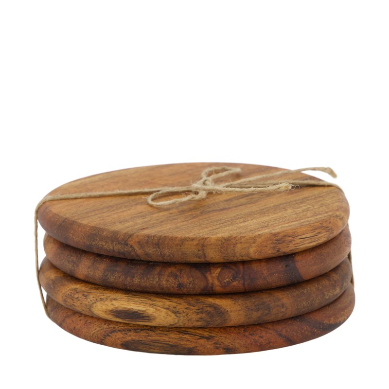 POSAVASOS MADERA ACACIA TRATADA D10X4 CM 4 PZS