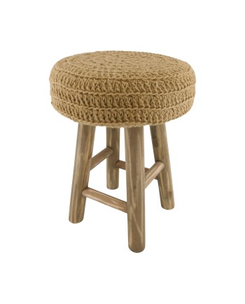 TABURETE MACRAMÉ MARRÓN 30X30X42 CM