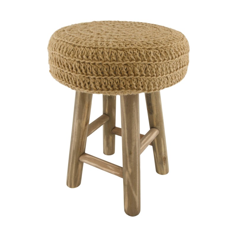 TABURETE MACRAMÉ MARRÓN 30X30X42 CM