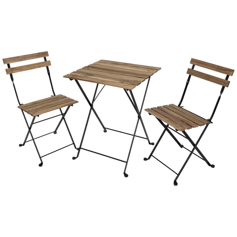 MESA Y SILLAS METAL MADERA NATURAL 55X54X70 CM