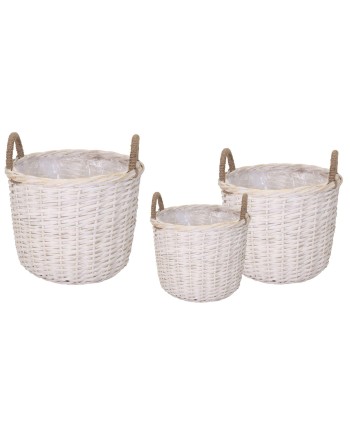 CESTA MIMBRE BLANCA REDONDA D37X31 CM
