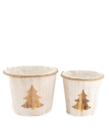 MACETERO MADERA SET2  Ø20X16 CM