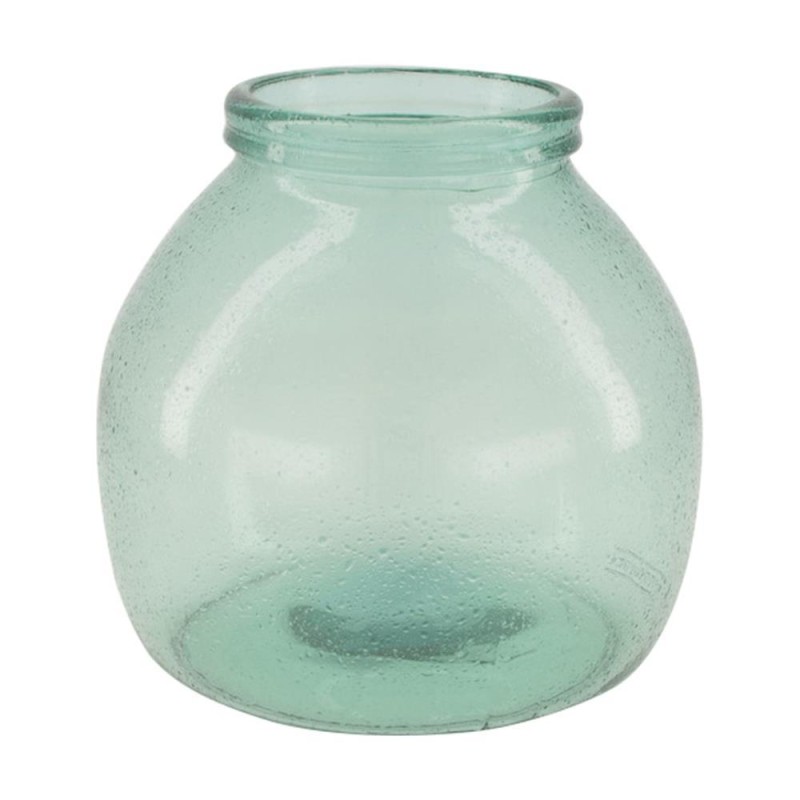 JARRÓN CRISTAL RECICLADO VERDE Ø21x20cm