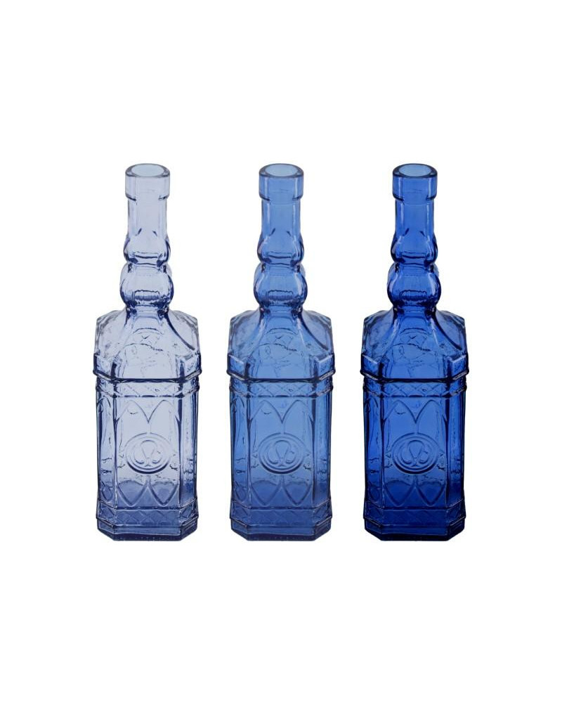 BOTELLA CRISTAL RECICLADO AZULES UNIDAD Ø7x27cm