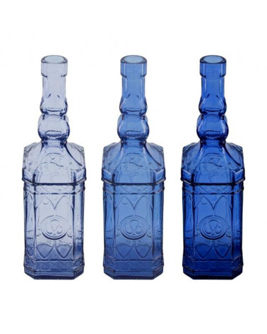 BOTELLA CRISTAL RECICLADO AZULES UNIDAD Ø7x27cm