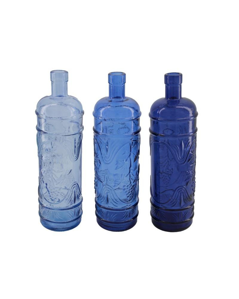 BOTELLA CRISTAL RCEICLADO AZULES UNIDAD Ø9x29cm