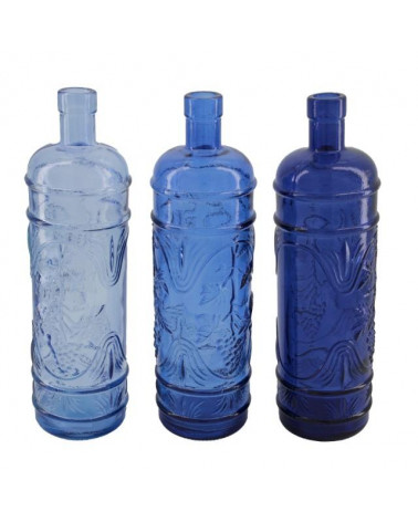 BOTELLA CRISTAL RCEICLADO AZULES UNIDAD Ø9x29cm