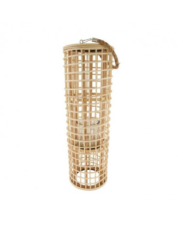 FAROL RATTAN CON CRISTAL NATURAL Ø18x58cm