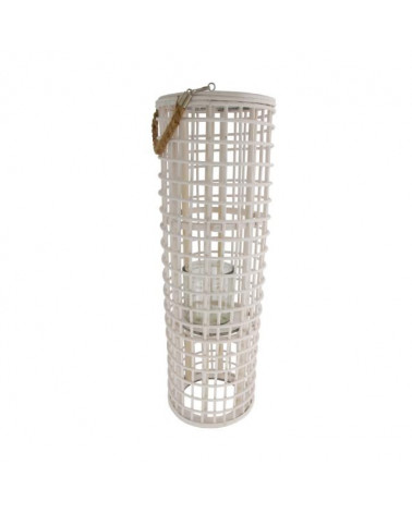 FAROL RATTAN CON CRISTAL BLANCO Ø18x58cm