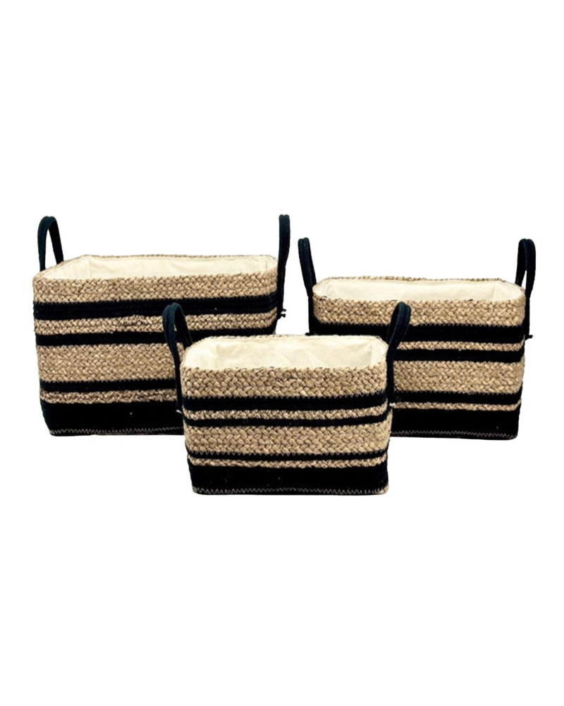 CESTA SEAGRASS FORRADA NEGRA 40X33X24 CM