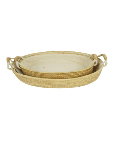 BANDEJA SEAGRASS REDONDA FORRADA D48X10 CM