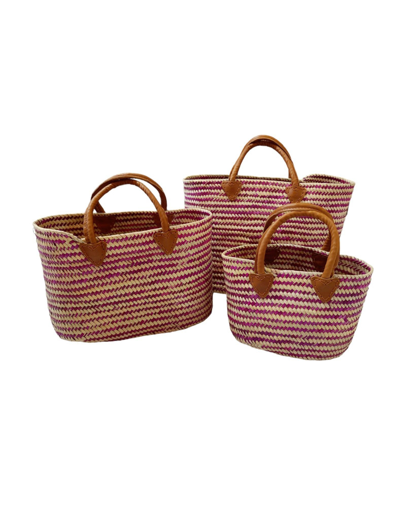 BOLSO PALMA COLOR ROSA SET3  50X21X33 CM