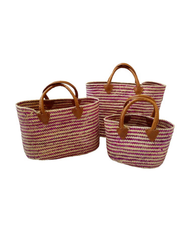 BOLSO PALMA COLOR ROSA SET3  50X21X33 CM