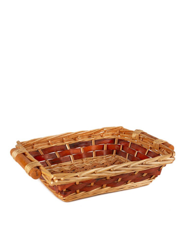 BANDEJA MIMBRE RECTANGULAR BEIG 31X25X8.5 CM